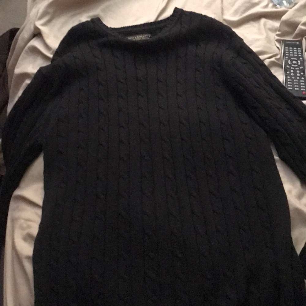 Mens Long Sleeve Knit Dark Blue Sweater